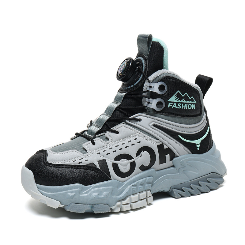 Bērnu kokvilnas zābaki Ziemas jauni zēnu sniega zābaki ar vilnas oderi Silti sieviešu ziemas apavi Ziemeļaustrumu aukstumizturīgi āra kokvilnas apavi