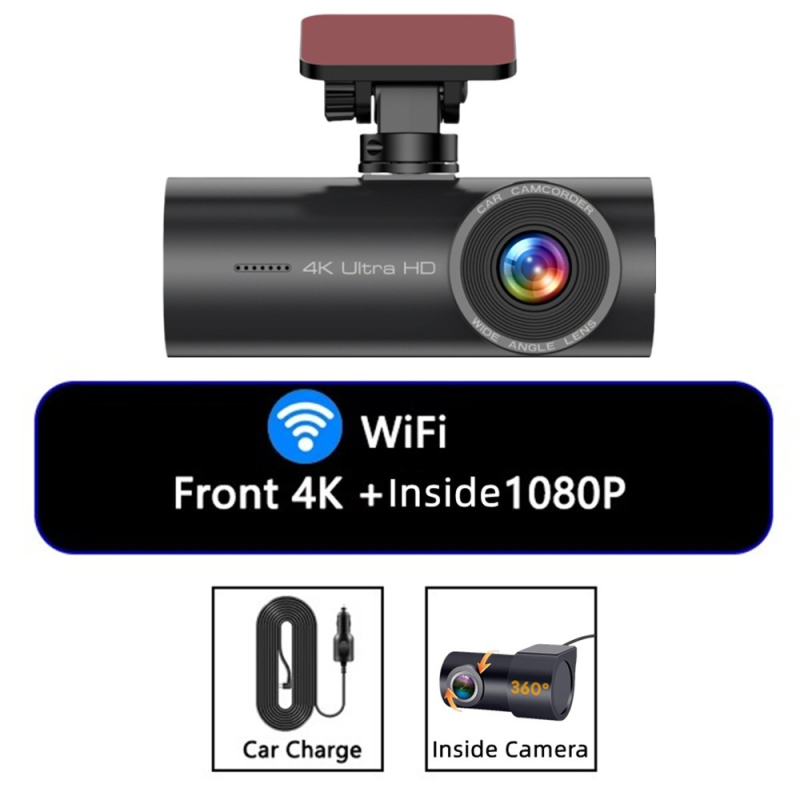 Piiriülene 4K sõidusalvesti mobiiltelefoni ühenduvusega, kahe objektiiviga, GPS-jälgimine, eesmine ja tagumine WiFi, DVR, intelligentne parkimise jälgimine