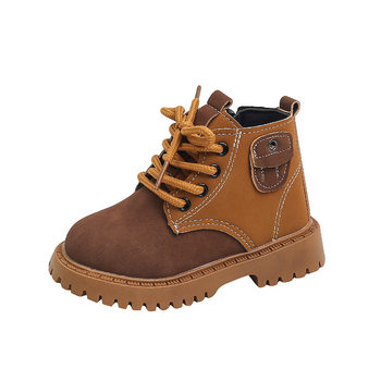 Rudens un ziemas jauni bērnu britu stila viengabala zābaki zēnu Martina zābaki meiteņu sānu rāvējslēdzēja moderni īsie viengabala zābaki