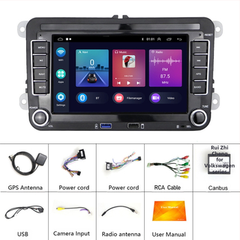 Sobib Volkswagenile pühendatud 7-tollise Android 11 autoga, Carplay keskjuhtimispuldiga, suure ekraaniga navigatsiooniga, tagurduspildiga, kõik-ühes seadmega