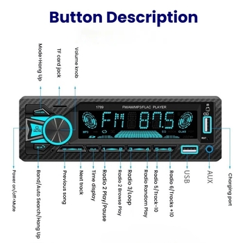 6603 Bluetooth automašīnas vienas stacijas radio krāsains augstas izšķirtspējas bezzudumu mūzikas USB spraudņa automašīnas MP3 atskaņotājs