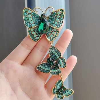 Loominguline pikk liblikpross väikese ülikonnaga rhinestones retro putukanõel elegantne uhke tseremoonia banketisaali korsett