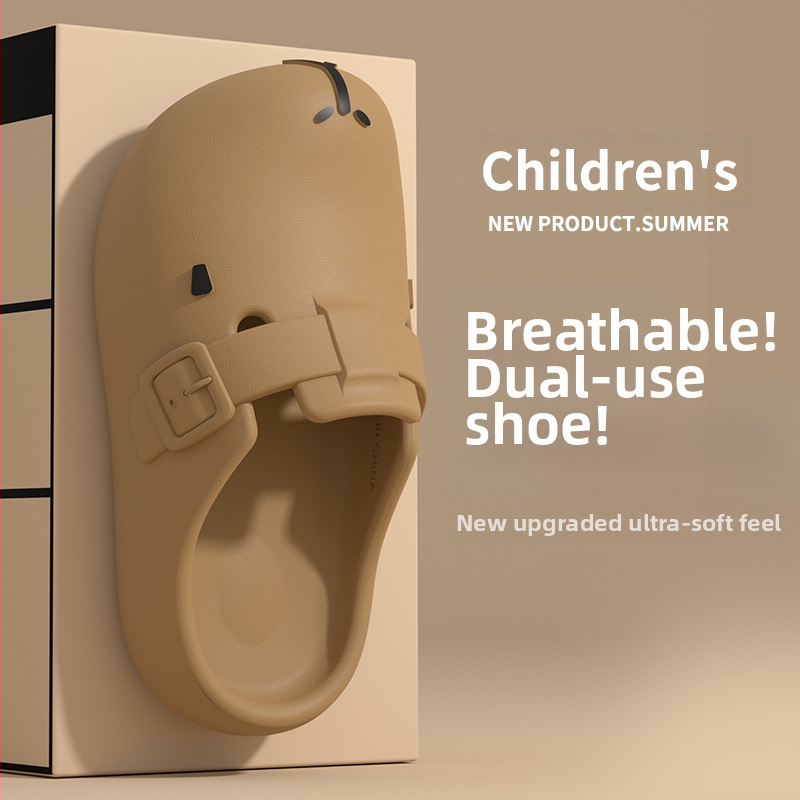 Детски чехли Kapi Bala за момчета, лято 2025, нови, неплъзгащи се плажни сандали за момичета с големи дупки