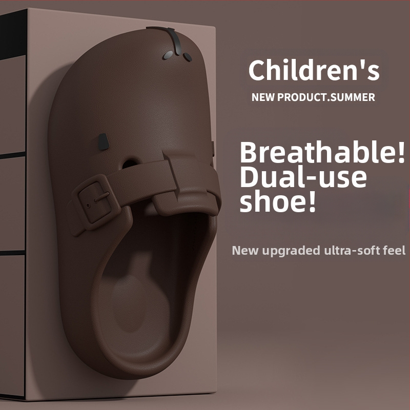 Детски чехли Kapi Bala за момчета, лято 2025, нови, неплъзгащи се плажни сандали за момичета с големи дупки