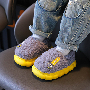 Laste puuvillased sussid poistele kottkontsaga puuvillased kingad talveks uued fliisvoodriga soojad puuvillased sussid poistele siseruumides libisemiskindlad villased sussid