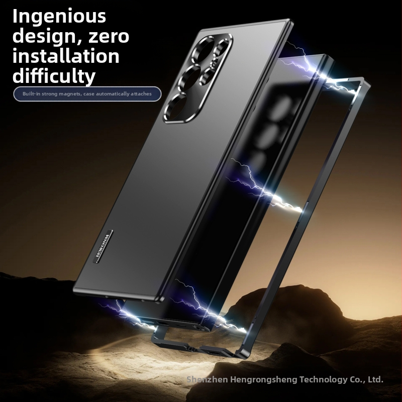 Kovový magnetický kryt s príťažlivosťou pre mobilný telefón Samsung S24ultra, nový, s24, S23ultra, odolný voči pádu.