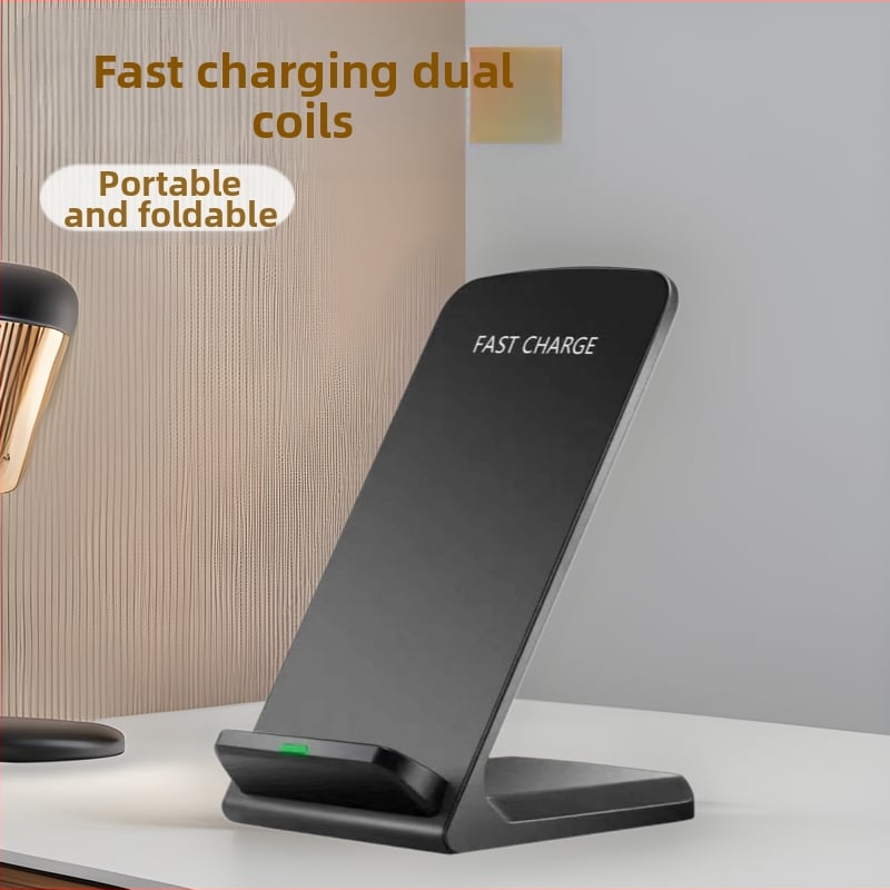 Încărcător wireless inteligent pentru telefon mobil, bobină dublă, 15W, suport vertical portabil pliabil cu încărcare rapidă pentru birou