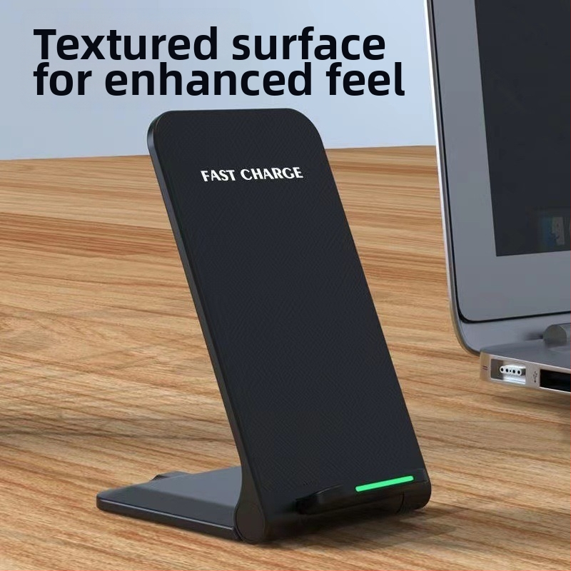 Умно безжично зарядно за мобилен телефон с двойна намотка 15W, вертикално преносимо сгъваемо бързо зареждане, настолна стойка