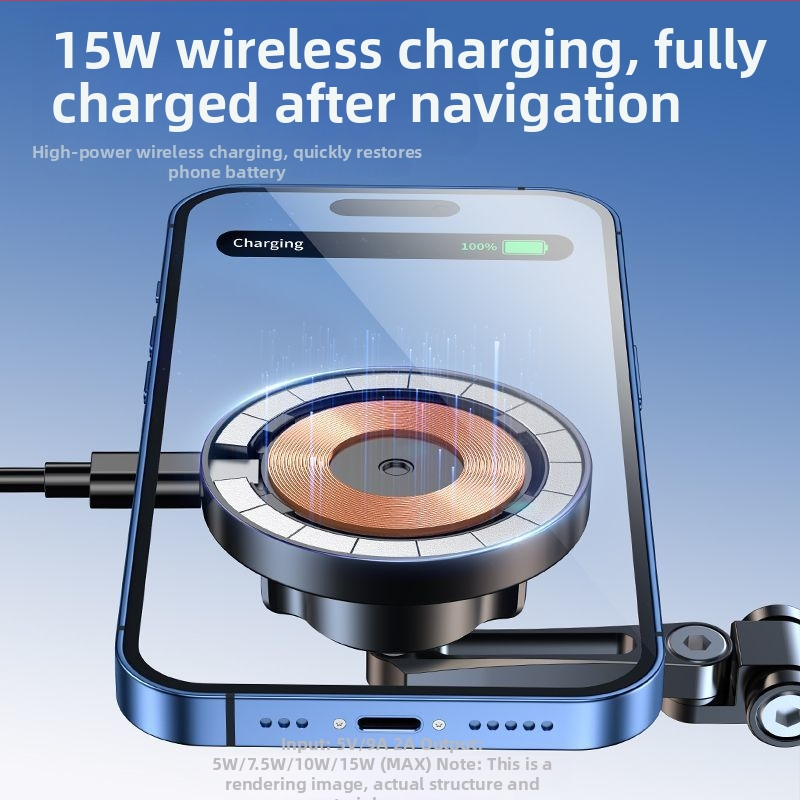 F6T magnetinis siurbimo laikiklis automobiliui, mobiliojo telefono navigacijos prietaisų skydelis, 360° besisukantis metalinis centrinės konsolės belaidis automobilio įkrovimo stovas