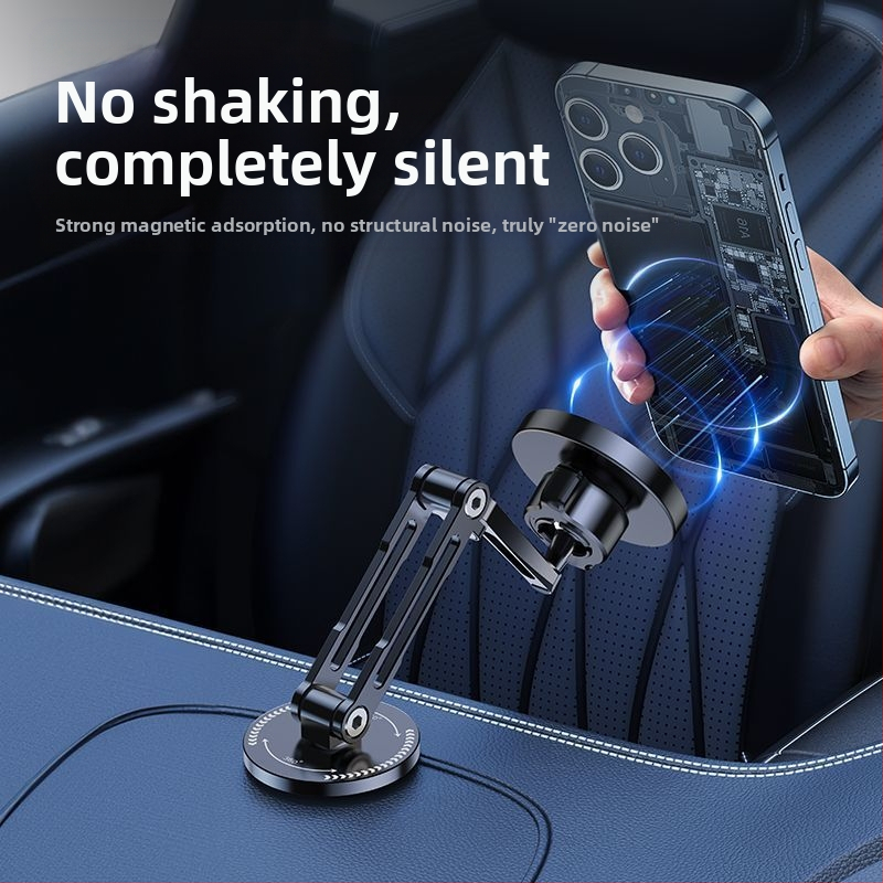 F6T magnetinis siurbimo laikiklis automobiliui, mobiliojo telefono navigacijos prietaisų skydelis, 360° besisukantis metalinis centrinės konsolės belaidis automobilio įkrovimo stovas