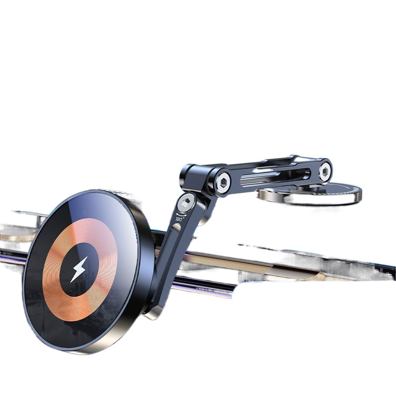 F6T magnetinis siurbimo laikiklis automobiliui, mobiliojo telefono navigacijos prietaisų skydelis, 360° besisukantis metalinis centrinės konsolės belaidis automobilio įkrovimo stovas