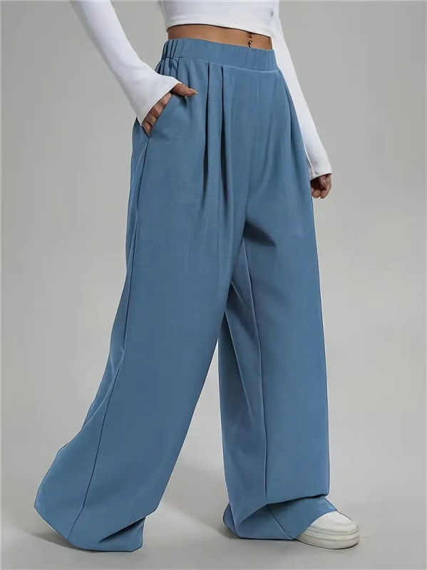 2025 Amazon Европейски и американски външнотърговски трансгранични дамски панталони Дамски широки панталони Ежедневни широки панталони Плътен цвят