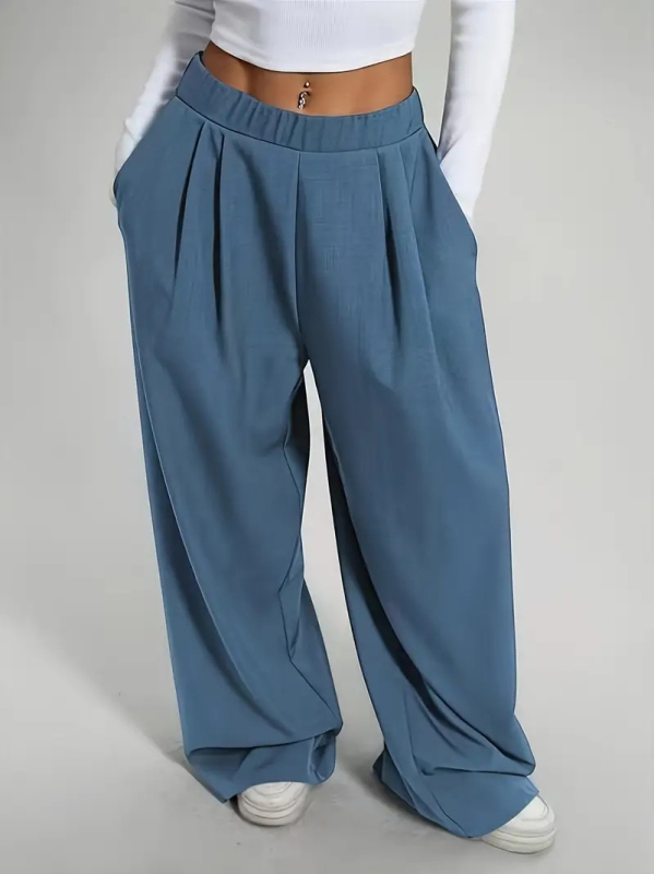 2025 Amazon Европейски и американски външнотърговски трансгранични дамски панталони Дамски широки панталони Ежедневни широки панталони Плътен цвят