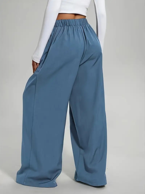 2025 Amazon Европейски и американски външнотърговски трансгранични дамски панталони Дамски широки панталони Ежедневни широки панталони Плътен цвят