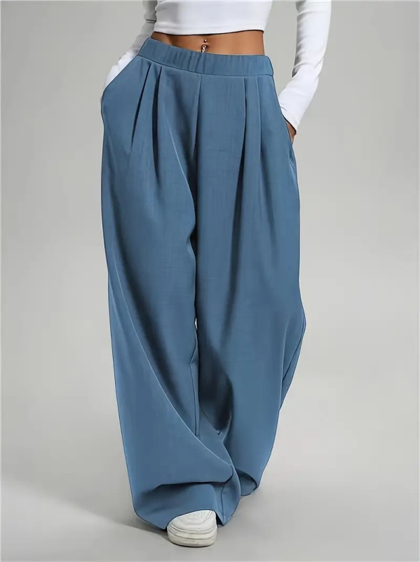 2025 Amazon Европейски и американски външнотърговски трансгранични дамски панталони Дамски широки панталони Ежедневни широки панталони Плътен цвят