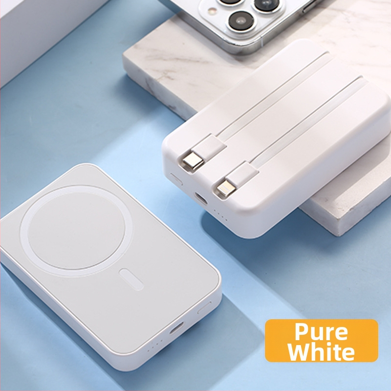 Tarpvalstybinė didmeninė magnetinė belaidė „Magsafe“ išorinė baterija su įmontuotu laidu. Itin plona, greitai įkraunama, nešiojama, pritaikoma.