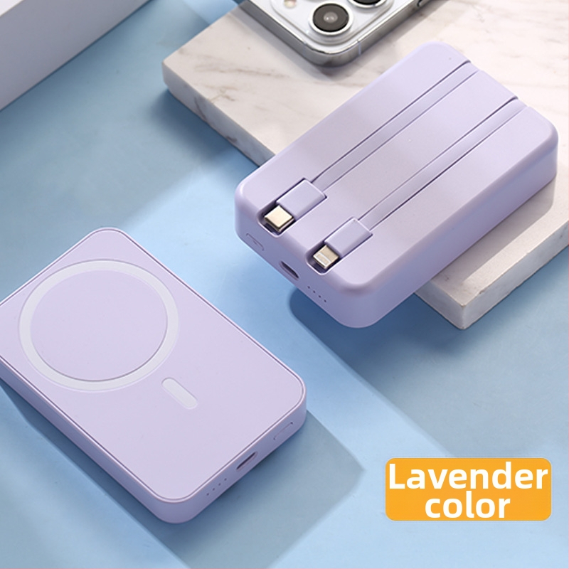 Tarpvalstybinė didmeninė magnetinė belaidė „Magsafe“ išorinė baterija su įmontuotu laidu. Itin plona, greitai įkraunama, nešiojama, pritaikoma.