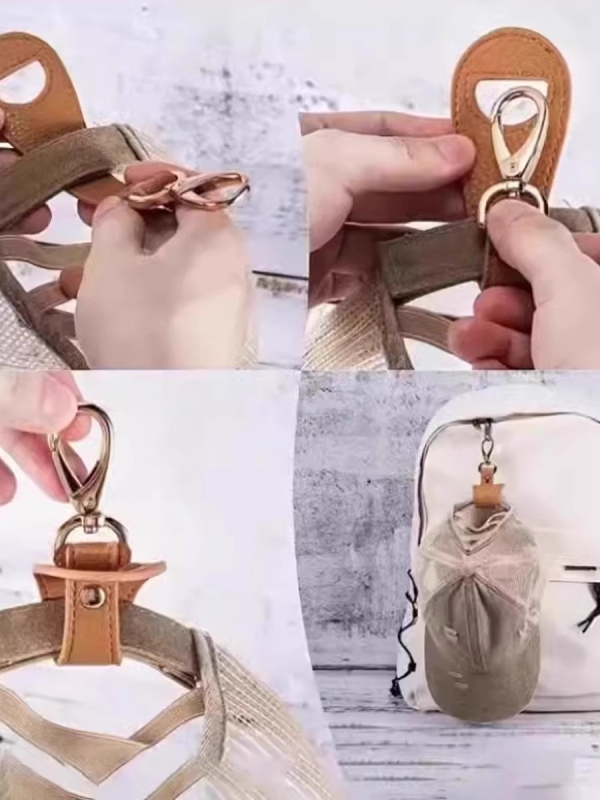 Akasztós selyem törölközőcsat PU bőr kézitáska kalapcsipesz nyári napkalap tároló akasztó csat kültéri utazó kalapcsipesz