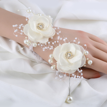 Vestuvių šventė Nuotaka Pamergė Riešo Gėlė Pieninė Rožė Ritininis Korsažo Smeigtukas Jaunikis Geriausias Vyras Korsažas XH812A