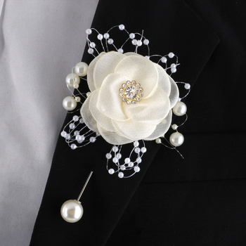 Vestuvių šventė Nuotaka Pamergė Riešo Gėlė Pieninė Rožė Ritininis Korsažo Smeigtukas Jaunikis Geriausias Vyras Korsažas XH812A