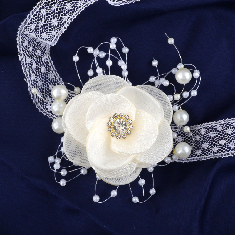 Vestuvių šventė Nuotaka Pamergė Riešo Gėlė Pieninė Rožė Ritininis Korsažo Smeigtukas Jaunikis Geriausias Vyras Korsažas XH812A