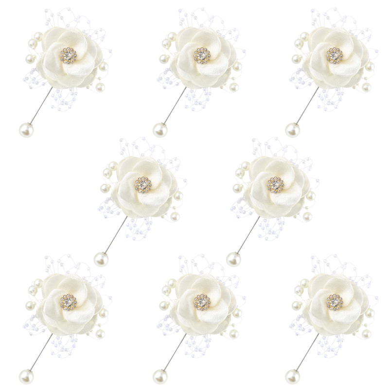 Vestuvių šventė Nuotaka Pamergė Riešo Gėlė Pieninė Rožė Ritininis Korsažo Smeigtukas Jaunikis Geriausias Vyras Korsažas XH812A