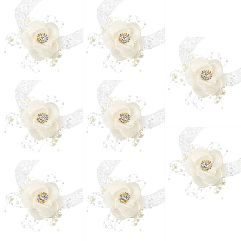 Vestuvių šventė Nuotaka Pamergė Riešo Gėlė Pieninė Rožė Ritininis Korsažo Smeigtukas Jaunikis Geriausias Vyras Korsažas XH812A