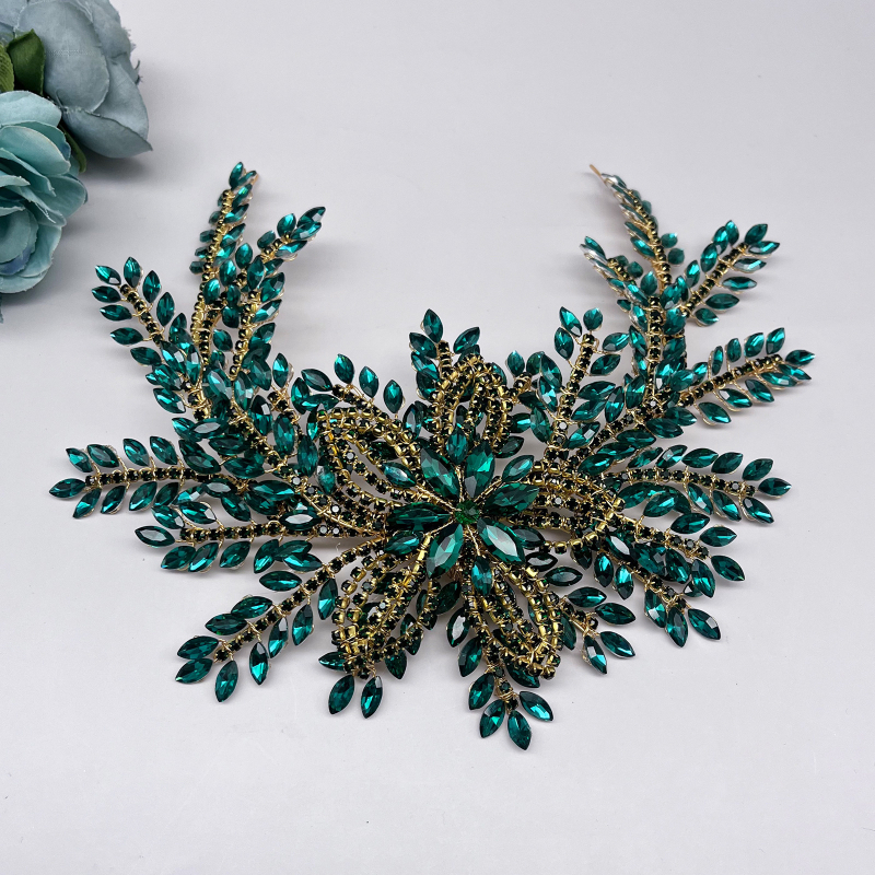 Външнотърговски булчински шапки Leaf Full Diamond Heavy Industry Light Luxury Disc Hair Band Headband Headband Wedding Dress Accessories DZ135