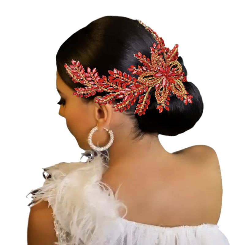 Външнотърговски булчински шапки Leaf Full Diamond Heavy Industry Light Luxury Disc Hair Band Headband Headband Wedding Dress Accessories DZ135