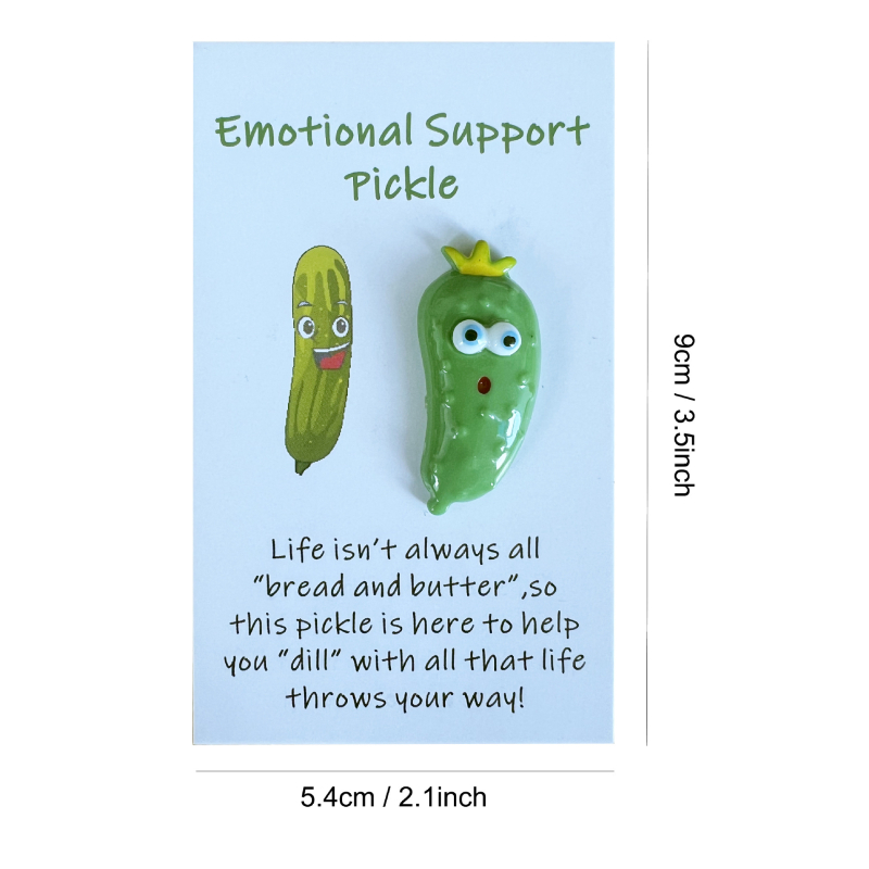 Джобна поздравителна картичка Temushein с позитивна енергия, емоционална подкрепа, джобна поздравителна картичка с краставица