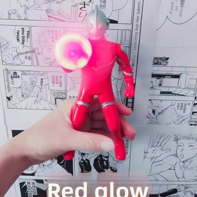 Мини Ултрамен светещ вентилатор, ръчно извиван електрически вентилатор, малък ръчен ръчно пресован Супермен, удобен ръчен вентилатор