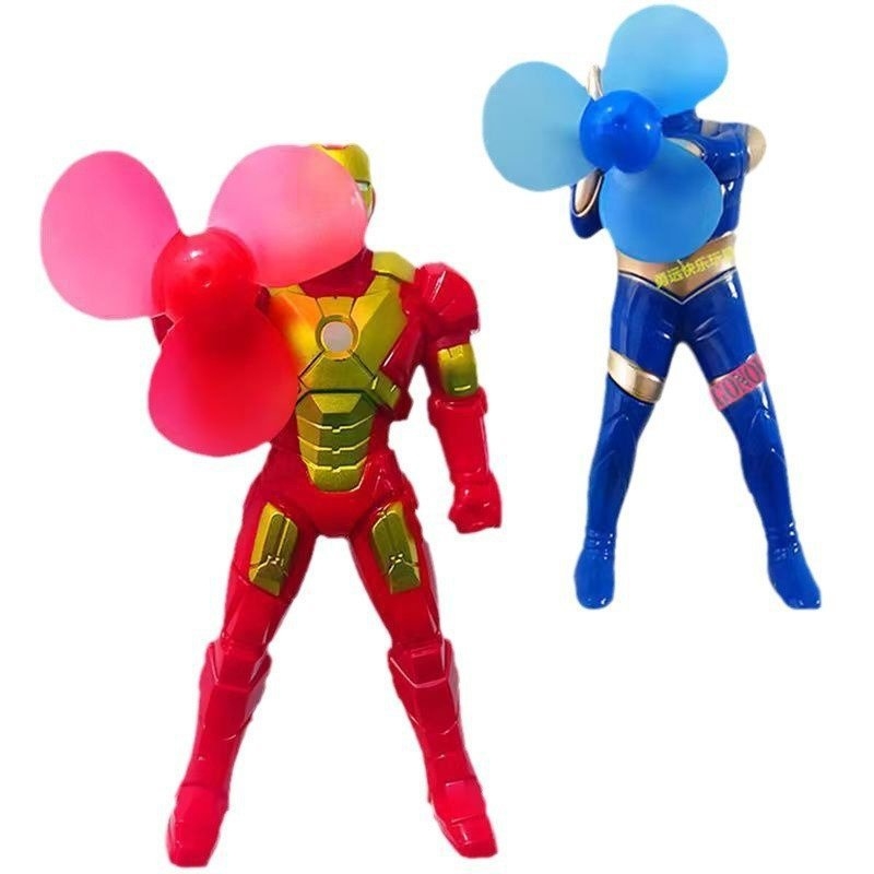 Mini „Ultraman“ šviečiantis ventiliatorius, rankomis sukamas elektrinis ventiliatorius, mažas rankinis, rankomis presuotas „Superman“ patogus rankinis ventiliatorius
