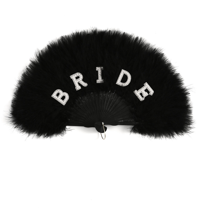 Нов сватбен фен от перли за булка, бял сгъваем фен от перли за булка, ергенско парти, булка, сватбена украса