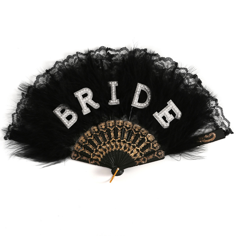 Нов сватбен фен от перли за булка, бял сгъваем фен от перли за булка, ергенско парти, булка, сватбена украса