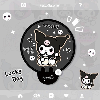 Musta värvi kokkupandav armas Kuromi multifilmiventilaator, mida saab suvel kaasas kanda. Väike ventilaator õpilastele.