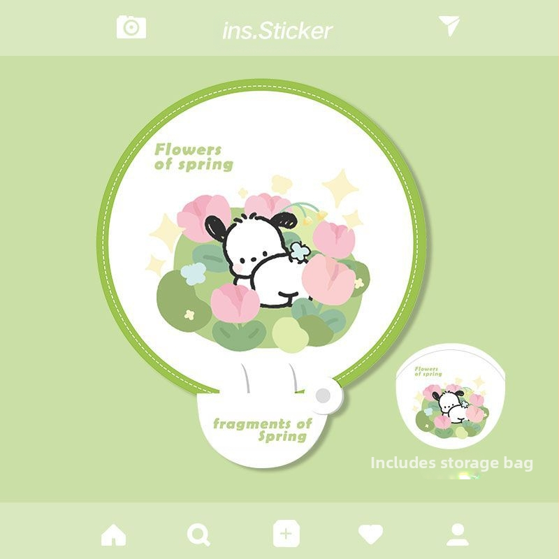 Musta värvi kokkupandav armas Kuromi multifilmiventilaator, mida saab suvel kaasas kanda. Väike ventilaator õpilastele.