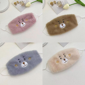 Talvine meeste ja naiste koomiksiga tikitud mask armas karumüts plush talvine soe külmakindel kõrvamask paaristiilis