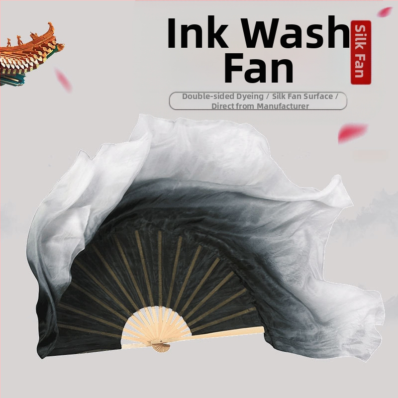 Ветрило за класически танци, ветрило за танци, женско ветрило, черно, дълго, дебело, двустранно лепило, ветрило за танци Zhou Yangko Square Dance Ink