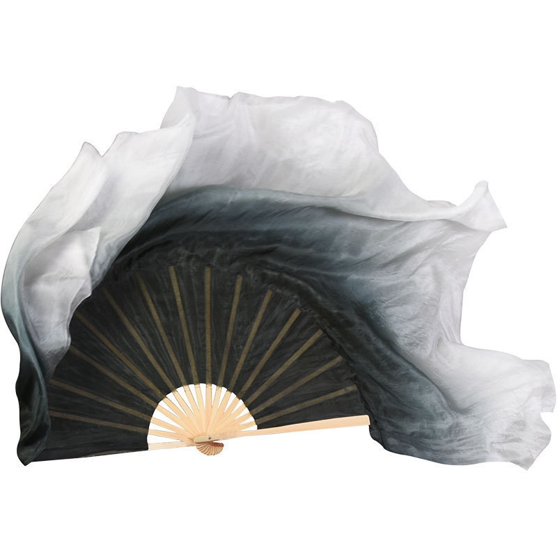 Ветрило за класически танци, ветрило за танци, женско ветрило, черно, дълго, дебело, двустранно лепило, ветрило за танци Zhou Yangko Square Dance Ink