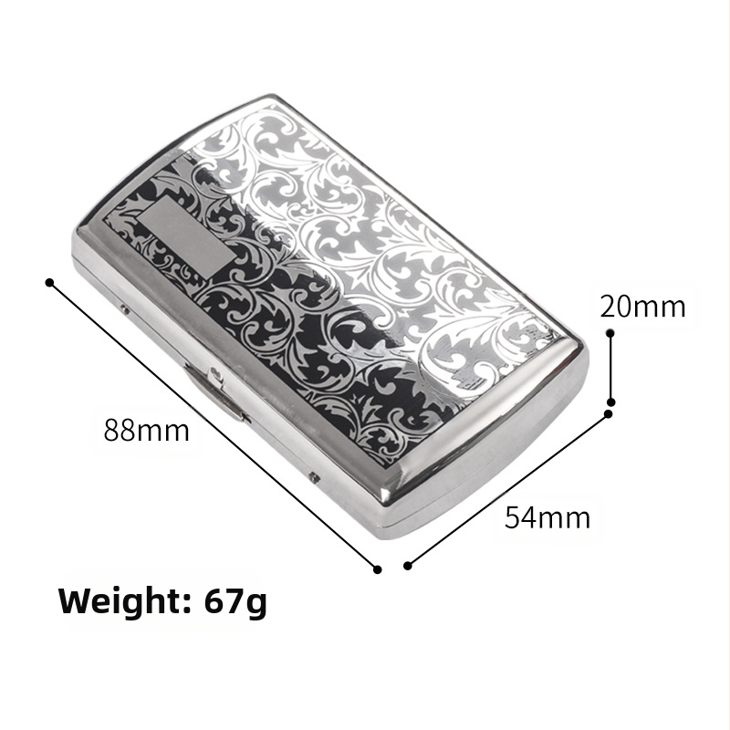 Grezna vara cigarešu maciņš 12 cigaretēm, biezs, pārnēsājams personalizēts cigarešu maciņš ar reljefu melnas Tang zāles rakstu metāla cigarešu maciņš no Ķīnas