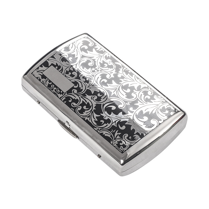 Луксозна медна табакера за 12 цигари, дебела преносима персонализирана табакера с релефен черен мотив на трева Танг, метална табакера от Китай