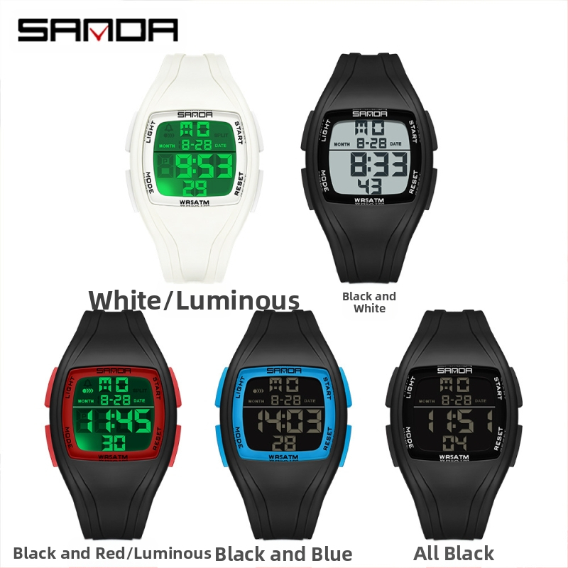 Санда дигитален часовник, прост квадратен, за спорт на открито, водоустойчив часовник, студентски партита, време за отчитане, многофункционален дигитален часовник