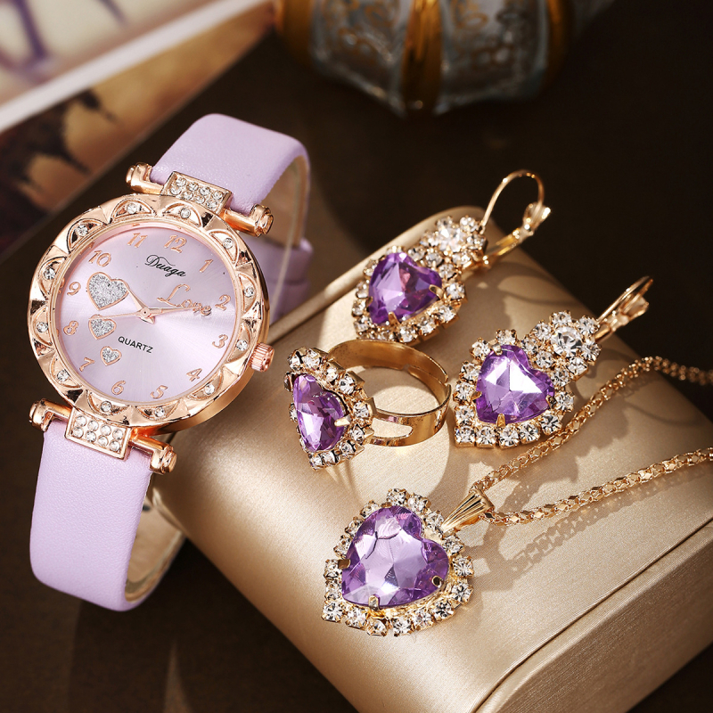 Jauns Eiropas stila, svaigs, salds, apaļš ciparnīcas jostas pulkstenis Da Ai Peach Heart uzvalks