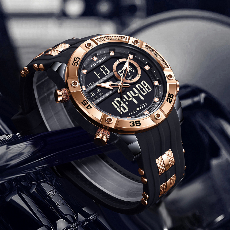 Pārrobežu vairumtirdzniecības modes sporta daudzfunkcionāls liela ciparnīcas divu displeju elektroniskais pulkstenis vīriešu studentu gaismas ūdensnecaurlaidīgs pulkstenis