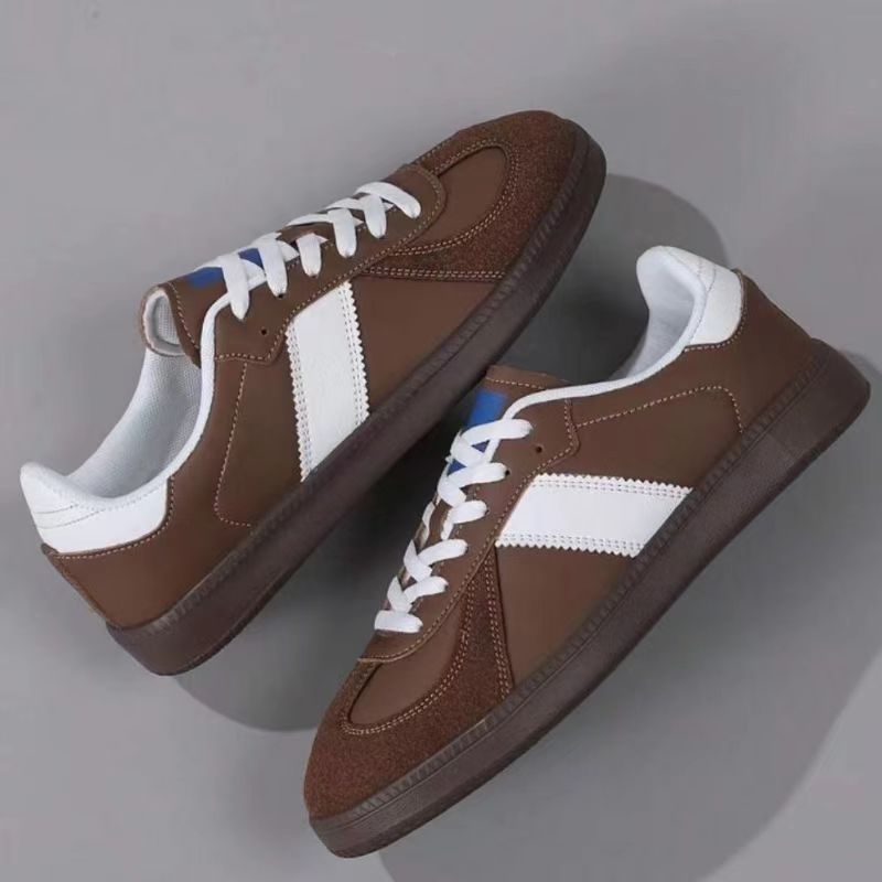 Pārrobežu pāru stila 2025. gada vācu treniņapavi, balti, pilnībā šņorējami, plakani ikdienas apavi, retro daudzpusīgi sporta apavi sievietēm un vīriešiem