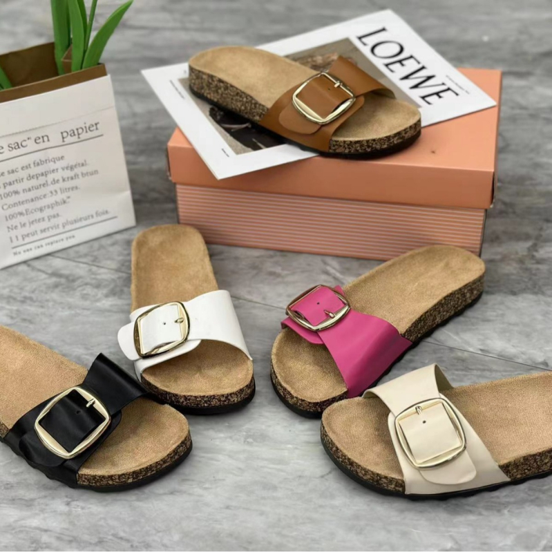 2025. gada Amazon liela izmēra vasaras jaunas čības ikdienas kvadrātveida sprādzes čības uzvelkamas plakanas sandales āra apģērbam