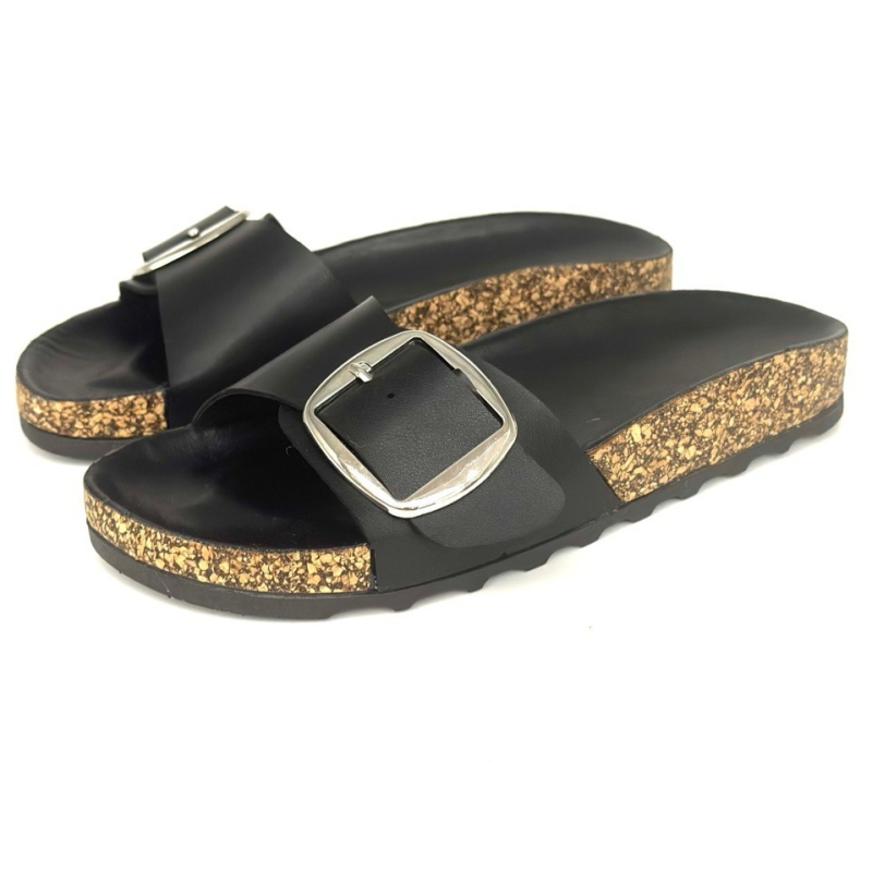 2025. gada Amazon liela izmēra vasaras jaunas čības ikdienas kvadrātveida sprādzes čības uzvelkamas plakanas sandales āra apģērbam