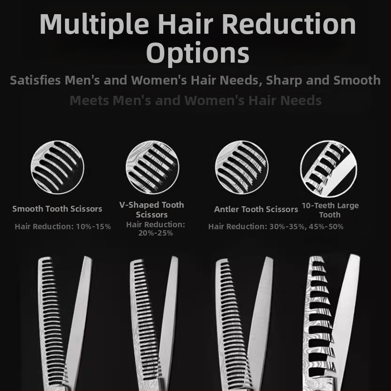 Дамаски модел професионални бръснарски ножици фризьорски ножици плоско рязане изтъняване фини зъби ножици за подстригване ножици тип „рибена кост“