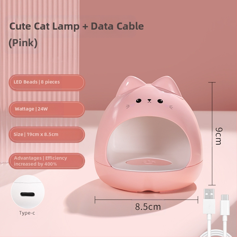 Mini mačacie svetlo na nechty, svetelná terapia, Q rozkošné kreslené rýchloschnúce lepidlo na nechty, LED lampa na pečenie, prenosné nástroje na zdobenie nechtov, veľkoobchod