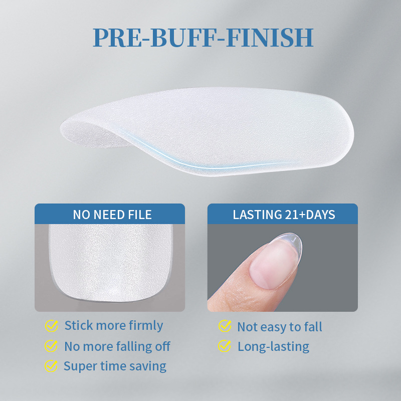 300 бр. Кутия с пълни матирани ултратънки немаркиращи шлифовъчни бадемови стикери за фалшиви нокти